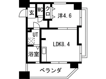 ビュークレスト佐賀駅前(1LDK/10階)の間取り写真