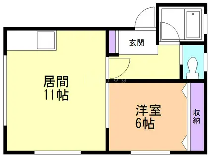 シエル金沢(1LDK/2階)の間取り写真