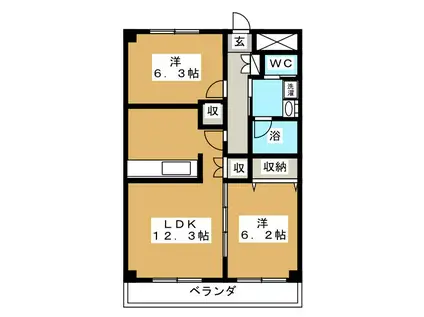 ライフコア上千田(2LDK/2階)の間取り写真