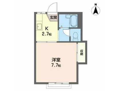 カーム・クウォーターB(1K/2階)の間取り写真