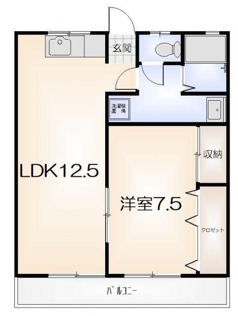 川渕マンション(1LDK/2階)の間取り写真