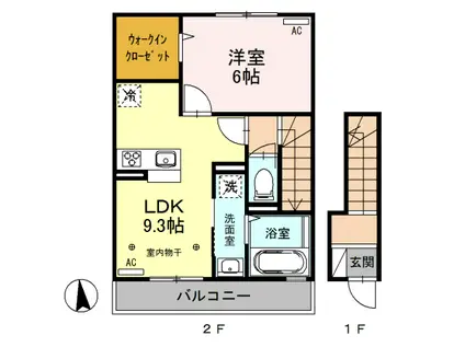 ロイヤルロード 坂下町(1LDK/2階)の間取り写真