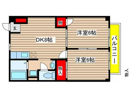 シティードミール(2DK/2階)の間取り写真