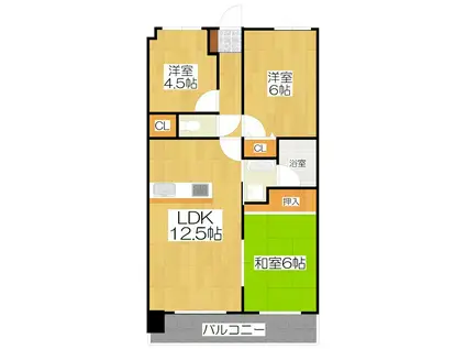 コスモ二条城東(3LDK/5階)の間取り写真