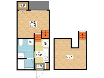 エステートサトウ19(1SK/1階)の間取り写真