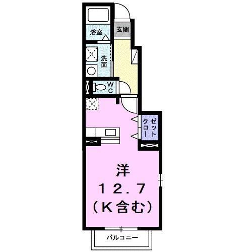 ベリエM(ワンルーム/1階)の間取り写真