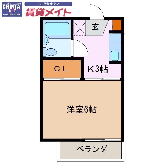 コスモハイツ(1K/1階)の間取り写真
