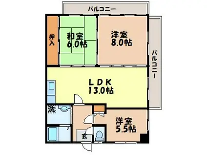 森マンション(3LDK/4階)の間取り写真