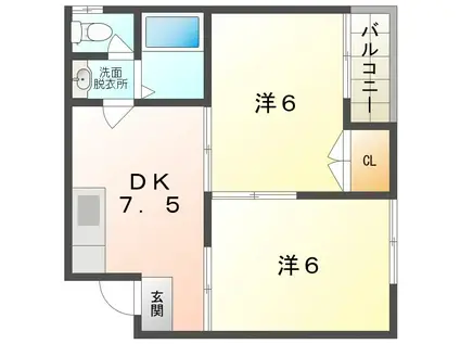 エトワールK(2DK/4階)の間取り写真