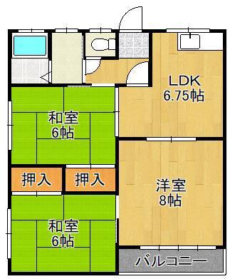 レグルスNUKI(3DK/1階)の間取り写真