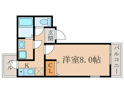 京阪宇治線 観月橋駅 徒歩5分 2階建 築9年(1K/1階)の間取り写真