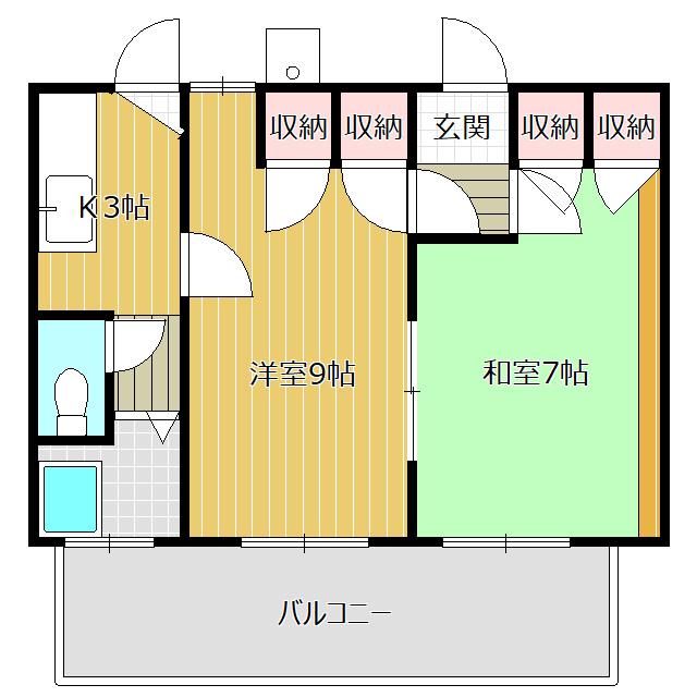 ロイヤルマンション井宮(2K/3階)の間取り写真