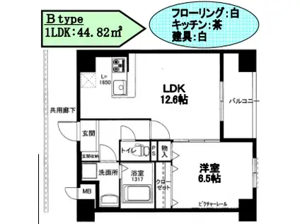 モントーレヒルズ悠(1LDK/1階)の間取り写真