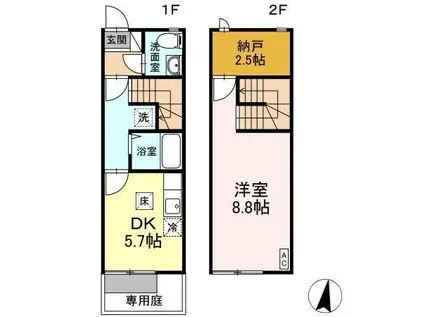 フォンテーヌ フォー(1SDK/1階)の間取り写真