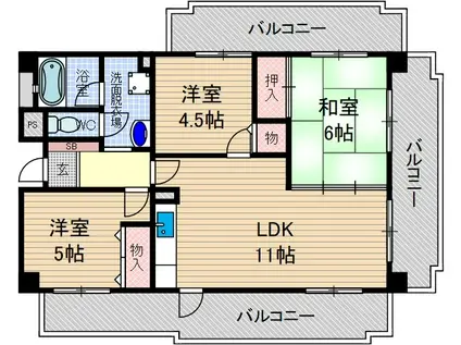 ピアタウン(3LDK/4階)の間取り写真