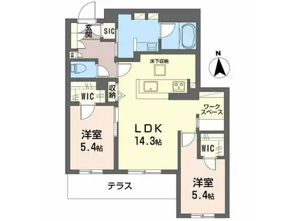 フレシア天王寺(2LDK/1階)の間取り写真