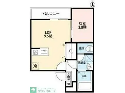 T.A長筬町4丁目ティー・エー ナガオサチョ(1LDK/1階)の間取り写真