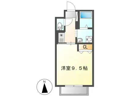 グランソワール(1K/1階)の間取り写真