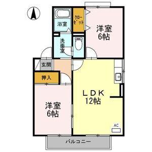 カムール高畑B(2LDK/2階)の間取り写真