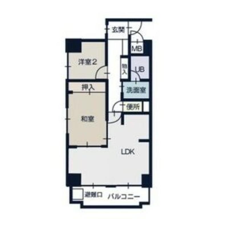 アーバンハイツNAKAI(2LDK/8階)の間取り写真