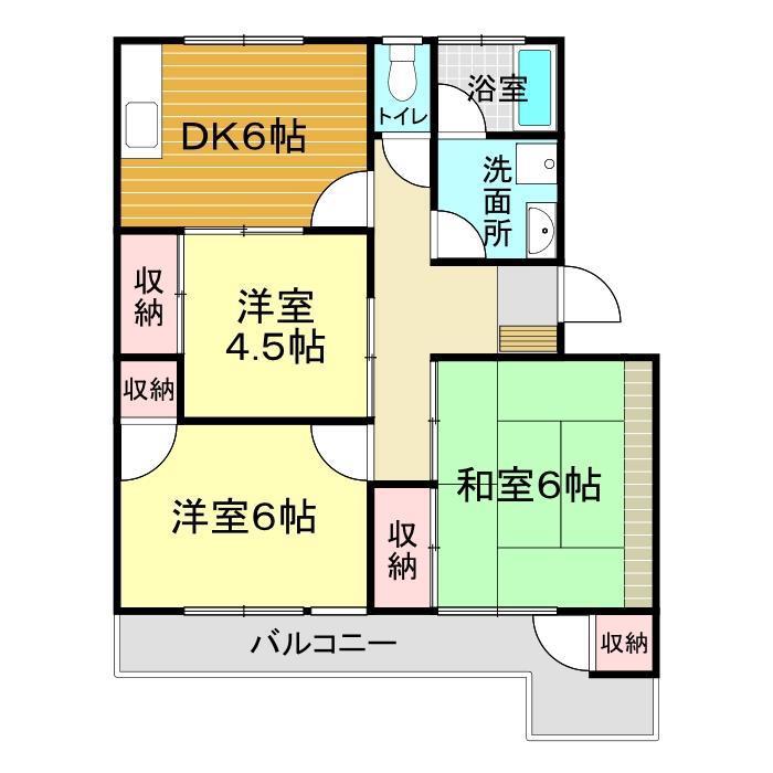 かみのマンション(3DK/1階)の間取り写真
