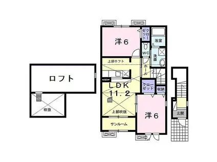 ラフィーネ葛野・II(2LDK/2階)の間取り写真