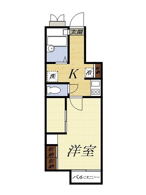 アリエッタ延久III(1K/1階)の間取り写真