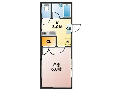 ユウハイツ目白(1K/1階)の間取り写真