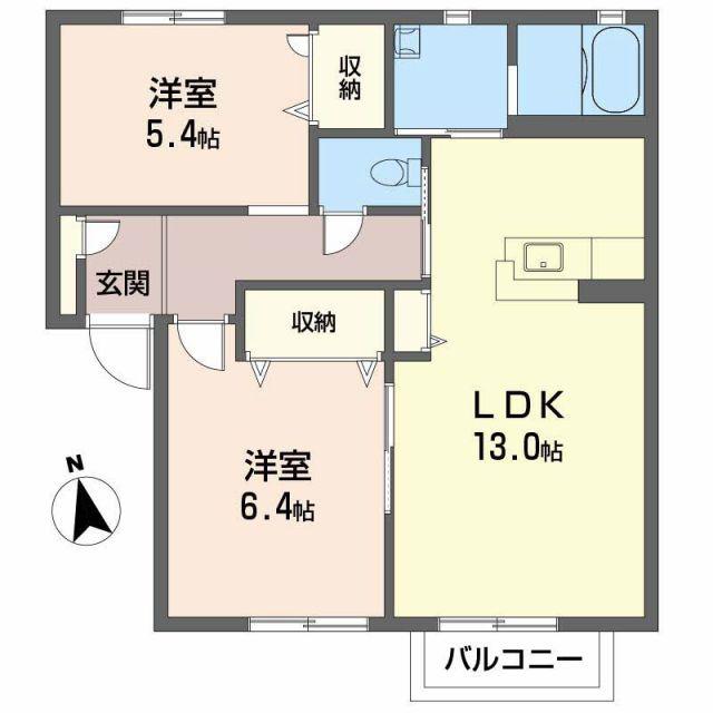 シャーメゾンMANABE(2LDK/1階)の間取り写真