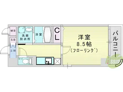 ジェルメ(1K/5階)の間取り写真