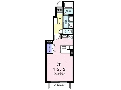 クレマチスII(ワンルーム/1階)の間取り写真