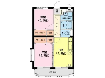 ユーミーいちまるVI(2DK/4階)の間取り写真