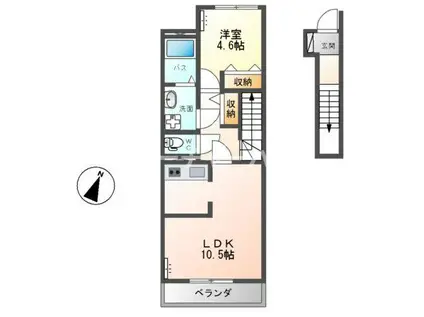 PRENDRE(1LDK/2階)の間取り写真