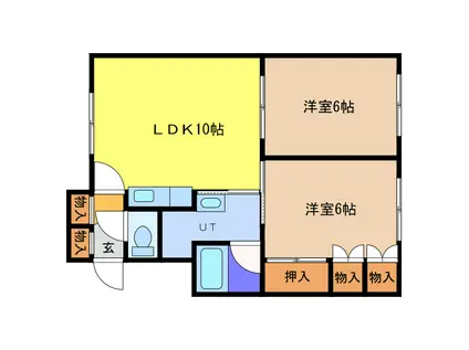 ニューシティ信濃A(2LDK/1階)の間取り写真