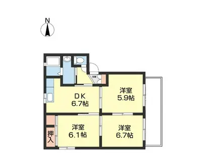 シャーメゾンくすの木(3DK/2階)の間取り写真