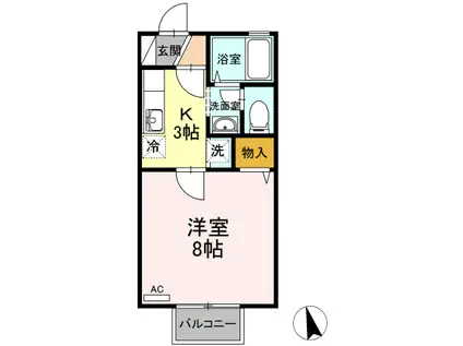 ジュネス南栄(1K/2階)の間取り写真