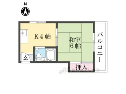 高柳ハイツ(1K/4階)の間取り写真