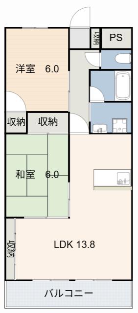 SOLE善明(2LDK/6階)の間取り写真