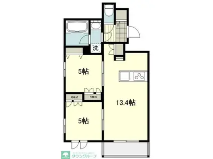 イースト SEDONA(2LDK/2階)の間取り写真