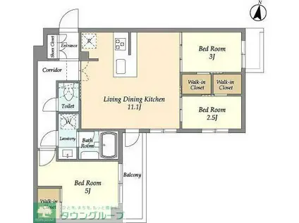 アジールコート練馬中村橋(3LDK/1階)の間取り写真