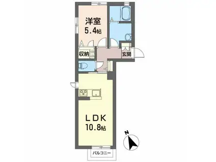 イースト ヴィレッジ(1LDK/2階)の間取り写真