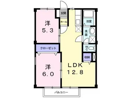 サンライズプラザA(2LDK/2階)の間取り写真