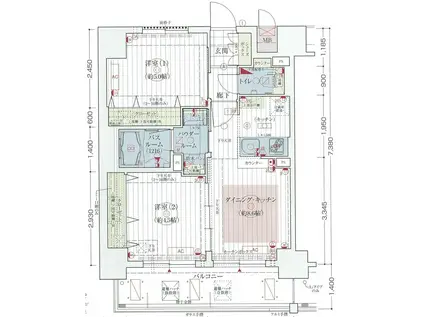 エステムコート難波サウスプレイスIVパークグレイス(2DK/6階)の間取り写真