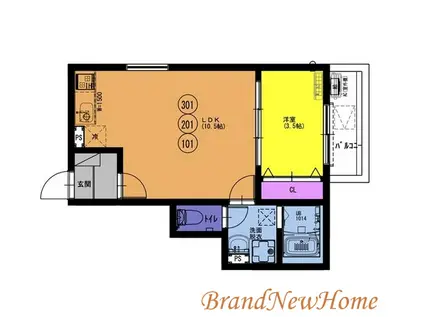 FSTYLE浜寺石津町西2号館(1LDK/3階)の間取り写真