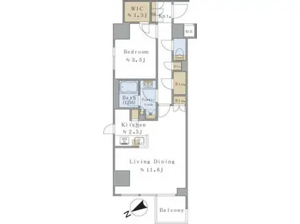 ブリリアイスト千駄ヶ谷(1LDK/7階)の間取り写真