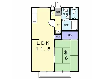 サンライフ夕陽ヶ丘(1LDK/1階)の間取り写真
