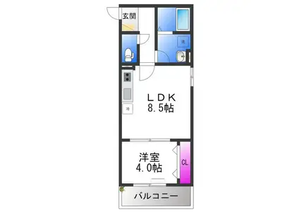 BADGE NAGASE ウエスト(1LDK/1階)の間取り写真