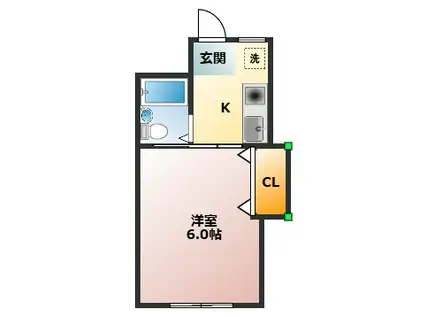 ときわ木ビル(1K/3階)の間取り写真