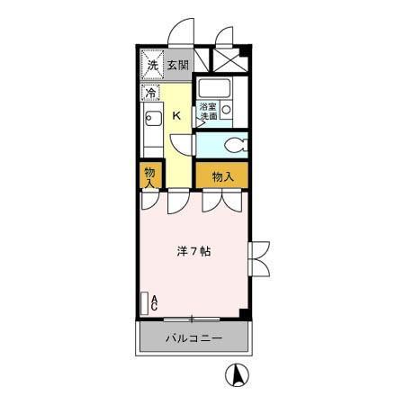 青悠荘(1K/1階)の間取り写真
