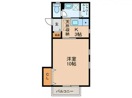 ラ・ヴィエルジュ武(1K/2階)の間取り写真